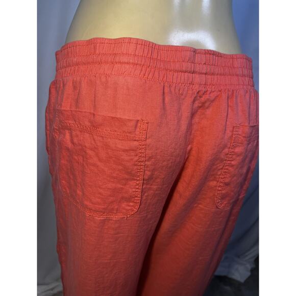 allen allen Linen Pants Womens XL Orange Drawstring Elastic Waist LL10620-NR - Picture 5 of 13